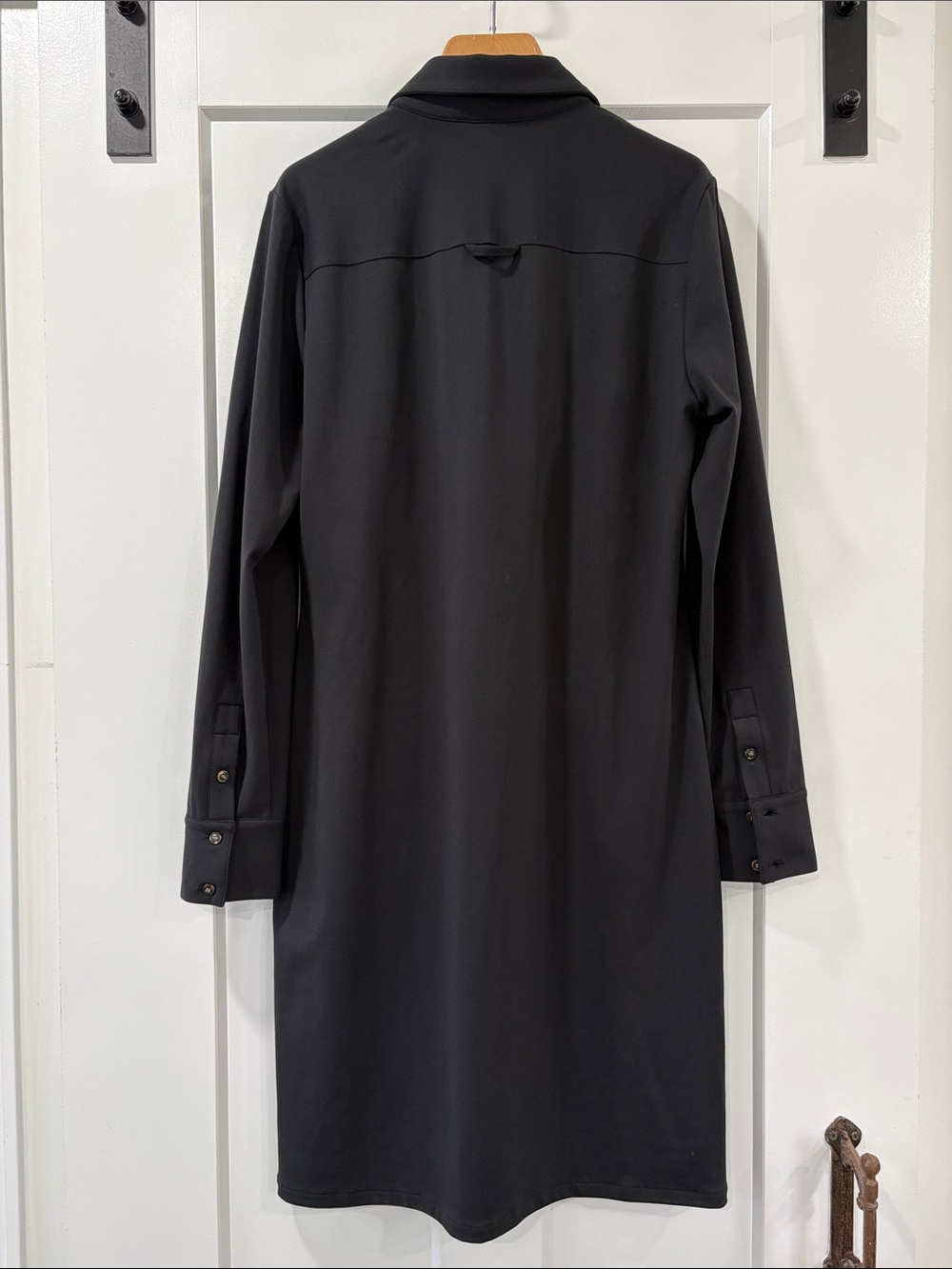 Ann Taylor Black Knit Long-Sleeve Collared Polo Shirt Dress Size Medium - Picture 9 of 13